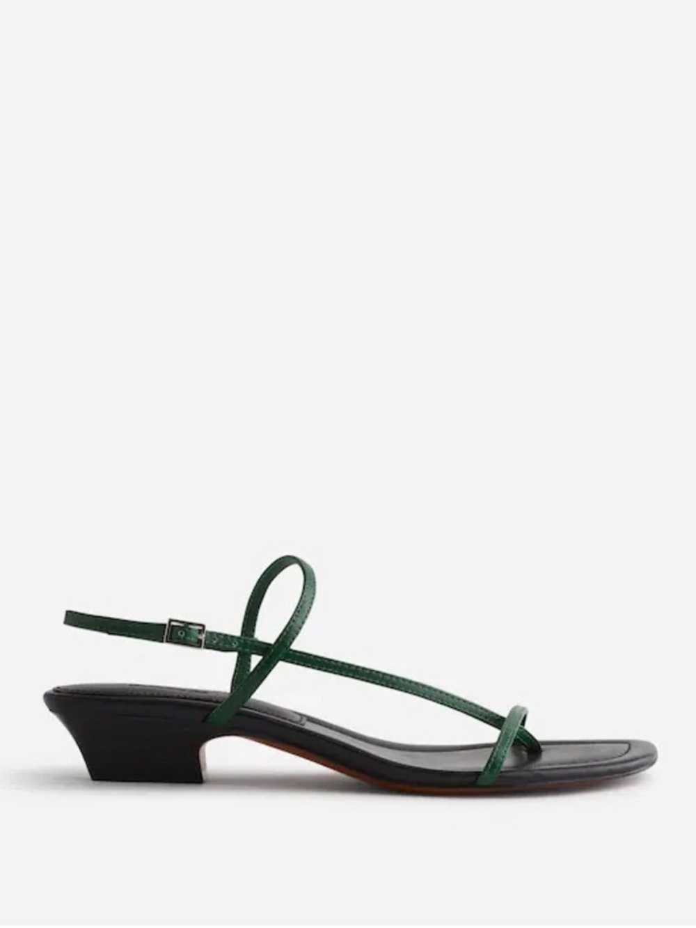 Madewell Maycie Asymmetric T-Strap Sandal Green Leather Block Heel Size 8